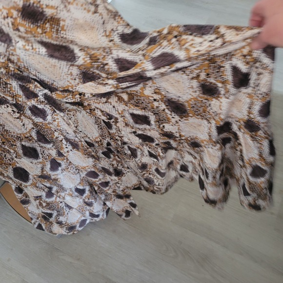 MAEVE  Snakeskin Print Maxi Dress Sleeveless Button Front Tiered Skirt High Neck - Picture 5 of 14